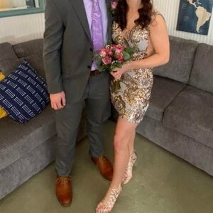 gold Jovani homecoming dress